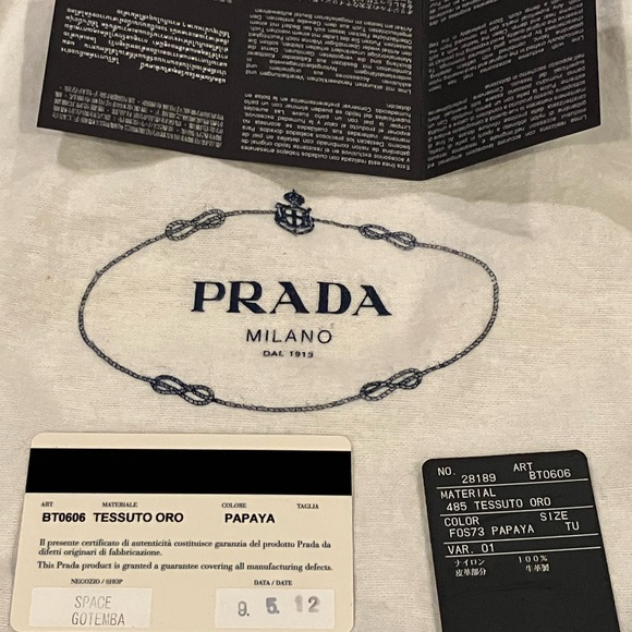 Prada Tessuto Oro Mini Crossbody in Papaya, with Auth Cards & Dust Bag, EUC - Picture 8 of 14